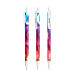 Bolígrafos personalizados baratos duraderos tinta azul BIC® Clic Stic color blanco vista con impresión