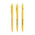 Bolígrafos personalizados baratos duraderos tinta azul BIC® Clic Stic color amarillo vista con impresión