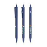Bolígrafos personalizados baratos duraderos tinta azul BIC® Clic Stic color azul marino vista con impresión