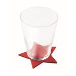 Juego de 4 posavasos con logotipo de fieltro en forma de estrella color rojo cuarta vista