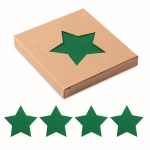 Juego de 4 posavasos con logotipo de fieltro en forma de estrella color verde