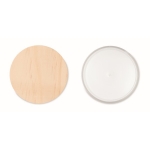 Velas publicitarias con aroma a vainilla y caja individual Ancient color transparente vista bodegón