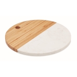 Tablas para servir personalizadas circulares de mármol y bambú Gourmet color madera