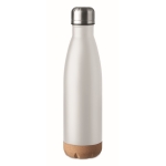 Botella de acero inoxidable con base de corcho 600ml Inox Cork color blanco