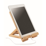 Soporte con logo grabado plegable para tablet o móvil en bambú Bamboo color madera segunda vista