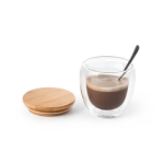 Vaso de vidrio de doble pared con tapa y 250ml Vacuum Small color madera clara