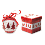 Bola navideña con acabado perlado y caja decorada Navideña Snowy color rojo