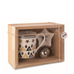 Set de taza, filtro para té y plato de estrellas 320ml Tea Box color madera vista de impresión