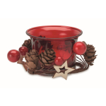 Portavelas de cristal ornamentado al estilo navideño PineTree color rojo segunda vista
