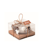 Portavelas de cristal ornamentado al estilo navideño PineTree color blanco vista de impresión