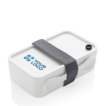 Fiambrera de plástico promocional con separador y cubiertos 1,2L Carry color blanco vista de impresión