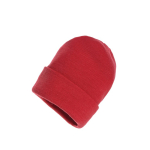 Gorros sostenibles personalizados en material reciclado EcoSave color rojo desaturado