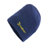 Gorro de invierno eco con parche con logotipo y diseño color azul marino vista con logo