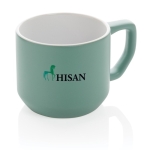 Taza promocional de cerámica de diseño moderno de 350ml Modern color verde vista con logo
