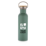 Botella de acero de una pared con tapa y asa 700ml color verde vista de impresión