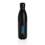 Botella de acero grande con función termo 750ml color negro vista con logo