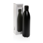 Botella de acero grande con función termo 750ml color negro vista con caja