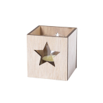 Velas aromáticas de Navidad con estrella y logotipo Xmas Star color madera clara primera vista
