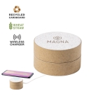 Cargador inalámbrico sin cables circular de cartón reciclado Cardboard color marrón novena vista