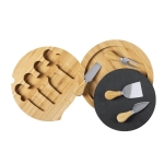 Set de quesos con tabla de corte en estuche circular Gorgonzola color madera cuarta vista