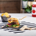 Tabla corporativa de cortar de bambú y pizarra extraíble Pizarra color madera clara séptima vista