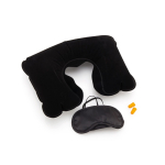 Set de viaje con almohada, antifaz y tapones color negro primera vista