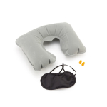 Set de viaje con almohada, antifaz y tapones color gris segunda vista