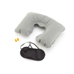 Set de viaje con almohada, antifaz y tapones color gris cuarta vista