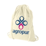 Mochila personalizada de cuerdas y de algodón 100 g/m2 Duo Cotton color natural vista impresión serigrafía