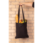 Bolsas con logo recicladas y asas largas 330 g/m2 Waterless Strong color negro vista de ambiente