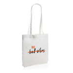 Bolsas con logo recicladas y asas largas 330 g/m2 Waterless Strong color blanco vista con logo