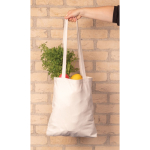Bolsas con logo recicladas y asas largas 330 g/m2 Waterless Strong color natural vista de ambiente