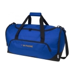 Bolsa de viaje personalizada de plástico reciclado a color Sport color azul real vista impresión transfer