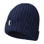 Gorro de algodón orgánico con borde doblado Elevate Ives color azul marino