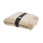 Manta de mohair y RPET en tonos claros con flecos 215 g/m2 Mohair color beige