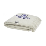 Manta de mohair y RPET en tonos claros con flecos 215 g/m2 Mohair color gris claro