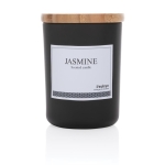 Vela perfumada de aroma sutil con tapa de bambú y logotipo Jasmine color negro tercera vista