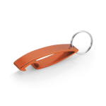 Llavero abridor de botellas de aluminio en color brillante color naranja primera vista