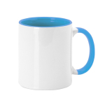 Taza de cerámica con asa e interior en color 350ml color azul claro primera vista