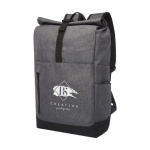 Mochila en acabado gris y negro acolchada para PC de 15,6'' Fintech color gris oscuro vista impresión serigrafía