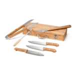 Kit de utensilios para barbacoa con estuche de bambú Barbacoa Grill color natural