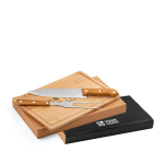 Set de utensilios de barbacoa con tabla de bambú y 2 utensilios vista principal