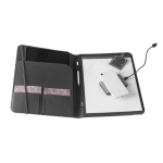 Carpeta reciclada con cierre elástico y varios bolsillos Folder RPET color negro cuarta vista