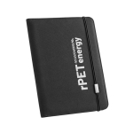 Carpeta reciclada con cierre elástico y varios bolsillos Folder RPET color negro imagen con logo