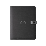 Carpeta reciclada con cargador inalámbrico A5 Wireless Charger color negro primera vista