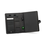 Carpeta reciclada con cargador inalámbrico A5 Wireless Charger color negro tercera vista