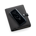 Carpeta reciclada con cargador inalámbrico A5 Wireless Charger color negro cuarta vista