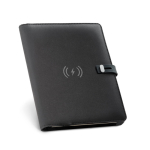 Carpeta reciclada con cargador inalámbrico A5 Wireless Charger color negro