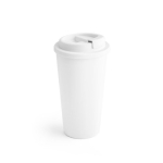 Taza take away de plástico grande de doble pared y 500ml color blanco