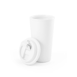 Taza take away de plástico grande de doble pared y 500ml color blanco tercera vista